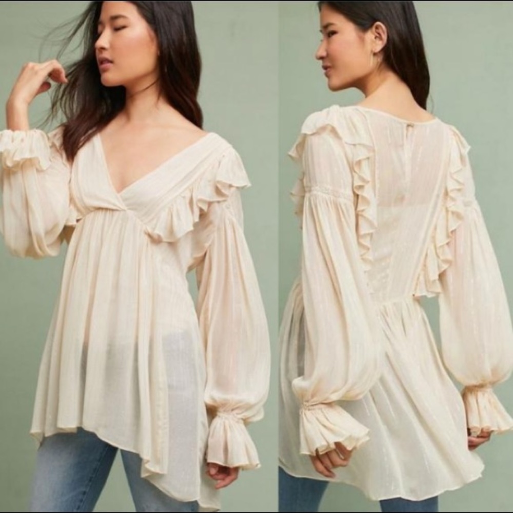 Maeve Anthropologie Ruffle Blouse Tunic
